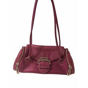 Y2K Vintage Cole Haan Alexa Magenta Wine Leather Buckle Flap Closure Satchel Bag